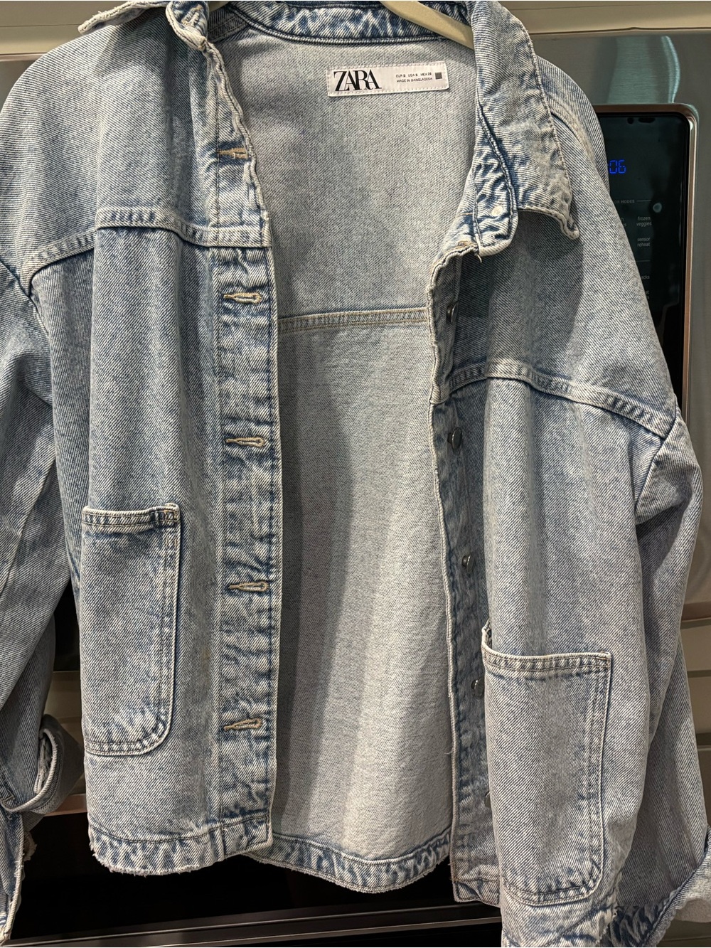 ZARA Pale Blue Denim Jacket with Logo Tag